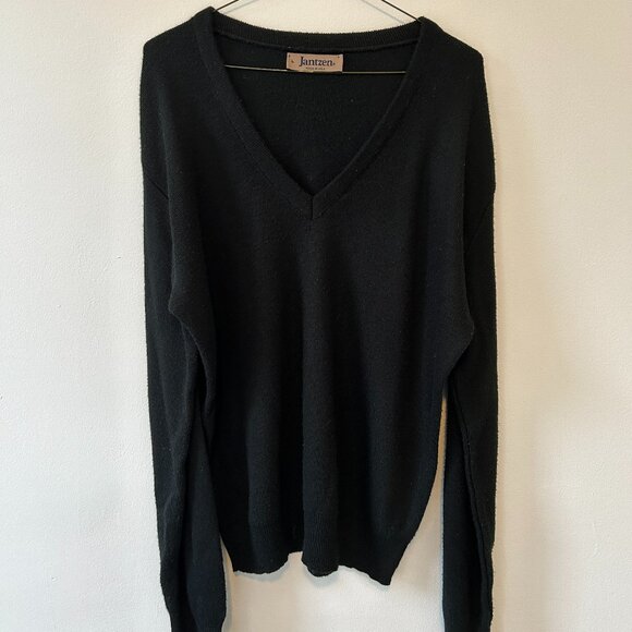 Jantzen- Black V-Neck Sweater - Men's L - Picture 1 of 5